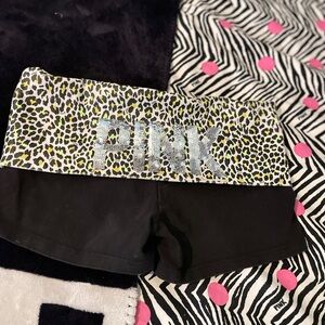 PINK Victoria's Secret Leopard Print fold over Shorts